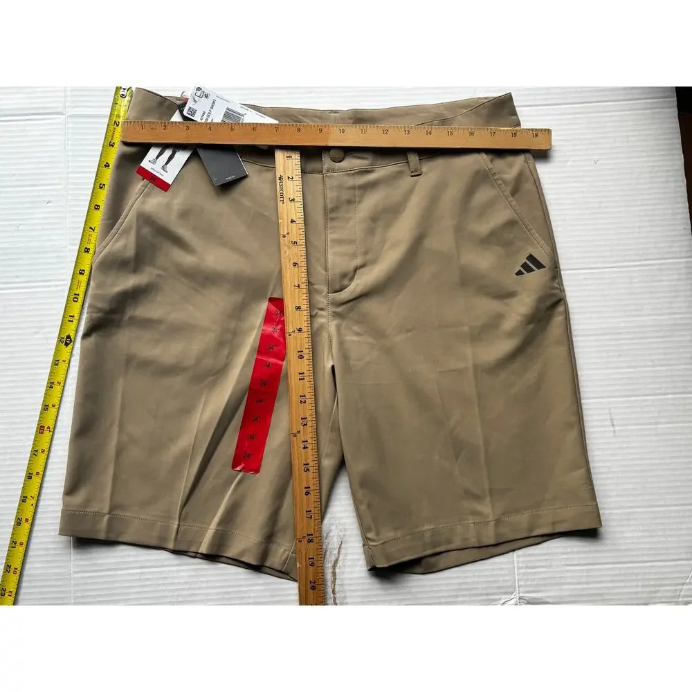 NWT Adidas Golf Shorts Men's 34 Khaki Hemp Flat Front Performance Golf Short